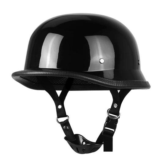 Hoogglans zwarte duitse pothelm halve helm