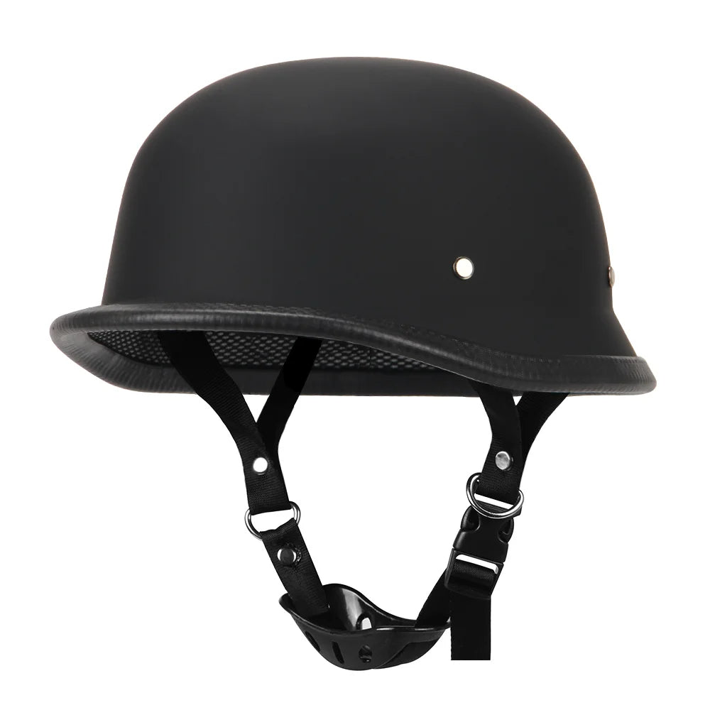 Mat zwarte duitse pothelm halve helm