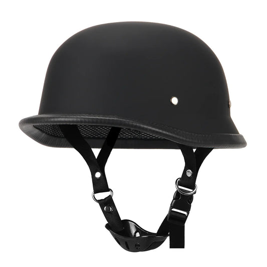 Mat zwarte duitse pothelm halve helm