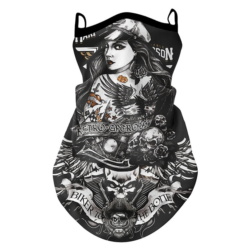 Gezichtsdoek masker anti vliegen vuil mond- en nekbeschermer bandana met oorhaken.