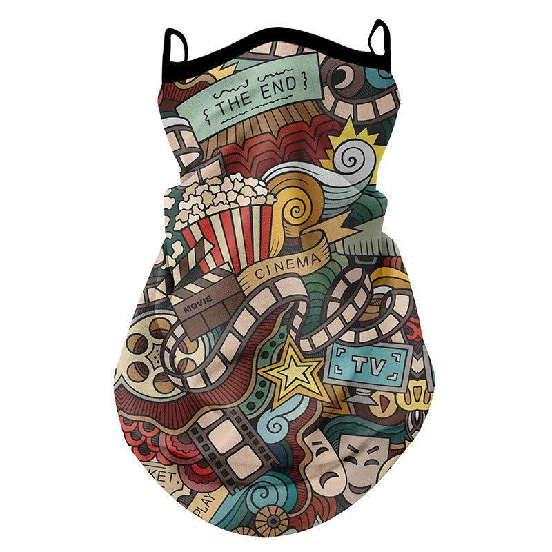 Gezichtsdoek masker anti vliegen vuil mond- en nekbeschermer bandana met oorhaken.