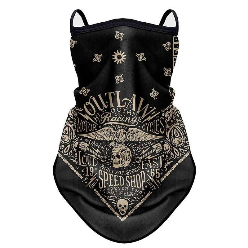 Gezichtsdoek masker anti vliegen vuil mond- en nekbeschermer bandana met oorhaken.